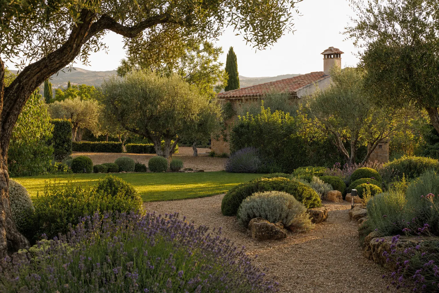 Jardín mediterráneo bien mantenido en La Sagra, Toledo